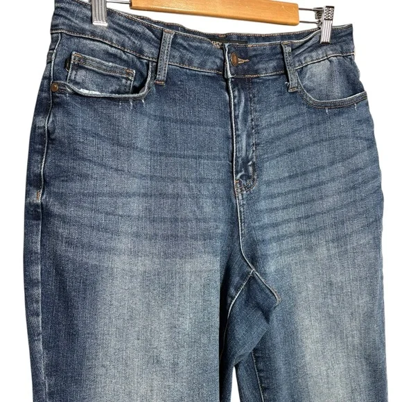 JUDY BLUE | Women Vintage Wash Blue High Waist Wide Leg Crop Denim Jean size 14W - Picture 4 of 15